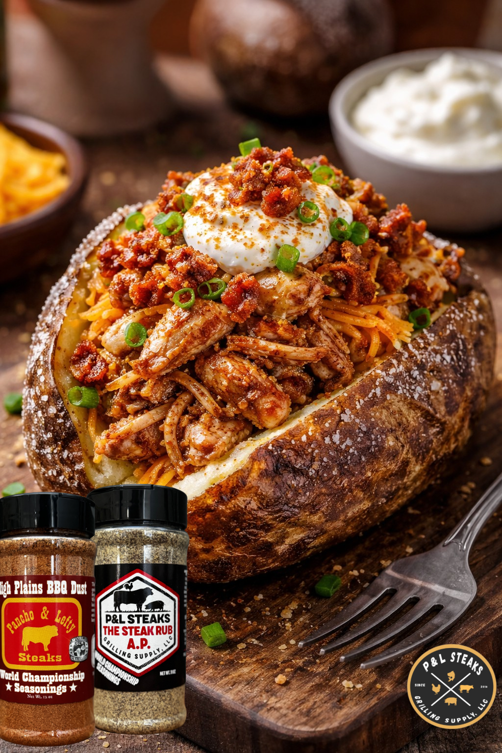 Pulled Chicken BBQ Baked Potato